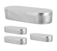 Beaupretty Caja Esterilizadora de Aluminio para Laboratorio 4 Piezas con Tapa, Bandeja Metálica 20 Ml para Instrumentos, Contenedor Reutilizable para Esterilización y Almacenamiento