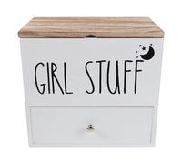 Beaupretty Caja Organizadora de Madera Blanca con Tapa para Almacenamiento Femenino Contenedor Vintage para Baño Soporte Compacto para Tampones y Discos Accesorio Elegante para Encimeras