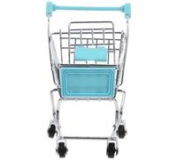 Beaupretty Carrito de Compras Pequeño para Niños en Miniatura de Hierro Azul, Resistente y Multifuncional para Casa de Muñecas o Escritorio