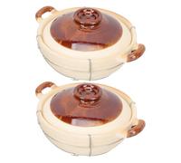 Beaupretty Cazuela de Barro para Persona con Mango, 0.5l, Color Claro, Utensilio de Cocina de Barro para Horno y Estofados, Olla Redonda Aislada Adecuada para Arroz, Sopas y Guisos en Hogar