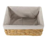 Beaupretty Cesta de Almacenamiento Tejida a Mano de Junco con Forro de Lino, Capacidad Grande y Forma Rectangular para Organizar Juguetes o Material de Lectura en Dormitorio o Mueble Tv