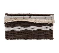 Beaupretty Cesta de Almacenamiento Tejida de Ratán con Tapa para Organizar Cosméticos y Escritorio, Cesta Organizadora de Estilo Rural en Color Café