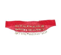 Beaupretty Cinturón para Danza del Vientre de Mujer con 72 Monedas Doradas Pañuelo de Gasa Rojo de Tres Capas para Cadera Accesorio Ajustable para Atuendo de Baile y Falda de Danza del