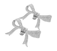 Beaupretty Clips para Zapatos de Mujer Lazo y Gemas de Imitación Desmontables, Adornos para Tacones Elegantes, Accesorios para Calzado de Boda y Fiesta, Par 1, Color Plata M1001