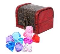 Beaupretty Cofre del Tesoro Infantil Pequeño con Gemas de 20 MM 2 Piezas Caja Pirata para Juegos y Fiestas Temáticas Juguete Acrílico y Madera para Accesorio Divertido Color