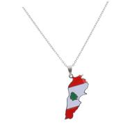 Beaupretty Collar Colgante De Bandera Collar De Mapa De Israel Perlas Para Hombres Colgante Del Mapa Del Líbano Collares De Perlas Para Hombres Collares Colgantes Libaneses Aleación