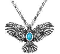 Beaupretty Collar de Águila Retro para Hombre Acero de Titanio Turquesa Azul Colgante Vintage Casual Joyería para Cuello Estilo Callejero 60 Cm