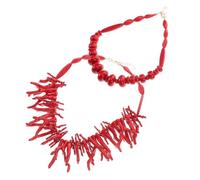 Beaupretty Collar De Coral Rojo Vibrante Gargantilla Boho y Cuentas Grandes Para Mujer Estilo Playero y Casual