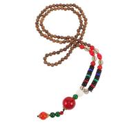 Beaupretty Collar De Cuentas Bodhi Vintage Hecho Mano Colgante De Meditación y Oración De Feng Shui Chino Para Mujer Collar Étnico De Madera