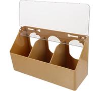 Beaupretty Comedero Colgante para Pájaros y Loros de Plástico Tapa, Comedero Multifuncional de 3 Compartimentos en Color Marrón, Alimentador Antisalpicaduras para Jaulas y Suministros