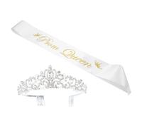 Beaupretty Conjunto De Faja Y Tiara De Reina Del Baile De Graduación De Tiara De Cristal De Diamantes De Imitación Con Peine Plateada Para Graduación Boda Cumpleaños