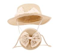 Beaupretty Conjunto de Sombrero Sol para Niñas Sombrero de Playa Bolso de Hombro para Fiestas de Té de Verano Años