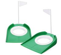 Beaupretty Copa de Putting de Golf Portátil para Interiores y Exteriores, Juego de 2 Vasos de Plástico Abs con Bandera Triangular Verde, Hoyo de Putting para Práctica Precisa y Entrenamiento