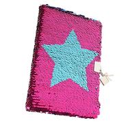 Beaupretty Cuaderno de Lentejuelas A5 Cerradura para Niñas Cuaderno Reversible Diario Escolar Papelería Creativa para Escritura