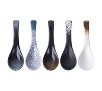 Beaupretty Cucharas de Cerámica Japonesas 5 Piezas Multicolor para Sopa y Arroz, Tamaño Pequeño, Utensilios de Cocina para Hogar y Picnic, Cucharas Multiusos Resistentes y Ligeras
