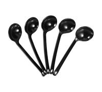 Beaupretty Cucharas de Sopa para Olla Caliente Picante, 5 Piezas, Diseño Textura Caparazón de Tortuga, Mango Largo, Color Negro, Aptas para Cocina y Restaurante