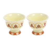 Beaupretty Cuenco de Cerámica Lisa Pequeño 2 Piezas para Templo y Suministro Budista, Decorativo para Hogar, Multifuncional para Agua y Ofrendas, Artesanía para Meditación y Rituales