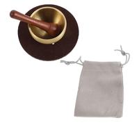 Beaupretty Cuenco de Estrés Mini de Latón para Tibetano Relajación y Meditación con Mazo de Madera Cojín y Bolsa para Mindfulness y Reducción