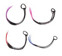 Beaupretty Cuerda Para Trenzar El Cabello Anillo Elástico Coletero Para Peluca Trenzada 4 Piezas Colores Morado Azul Rojo Rosa Niñas Accesorios Para Fiestas y Uso Diario