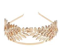 Beaupretty de tiara de hoja barroca aro de aleación de metal diadema de metal joyería accesorios para el cabello decoración de fiesta de cumpleaños de boda (dorado)