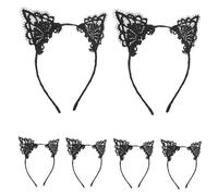 Beaupretty Diadema Con Orejas De Gato Calado De Encaje Negro Para Niñas Accesorio De Pelo 6 Unidades Para Fiestas Disfraz Halloween Elegante y Cómodo