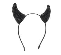 Beaupretty Diadema Cuernos Para Halloween Diadema Negra Cuernos De Vaca Accesorio Brillante Gemas De Imitación Para Disfraz Demoníaco