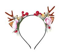 Beaupretty diadema de astas de ciervo de navidad orejas de asta floral aro de pelo reno tocado fiesta cosplay suministros sombreros