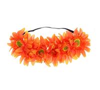 Beaupretty diadema de flores de boda diadema elástica de girasol artificial tocado para fiesta navidad halloween (naranja)