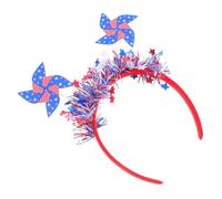 Beaupretty Diadema de Molino de Viento Roja y Azul Día Independencia Accesorio Cabello Patriótico para Celebraciones Julio