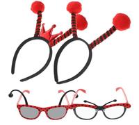 Beaupretty Diadema Gafas de Mariquita de Plástico Rojo para Disfraz, Ligera y Cómoda, Accesorios Creativos para Fiestas y Eventos de Cosplay