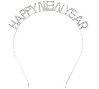 Beaupretty Diadema Happy New Year 2023 con cristales de víspera de Navidad, accesorios para el cabello, color plateado