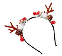 Beaupretty Diadema Navideña De Astas De Ciervo y Piñas Accesorio Cabello Para Fiestas De Navidad Tocado De Astas Navideñas Para Actuaciones De Navidad