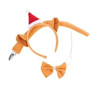 Beaupretty Diadema Navideña De Gato Con Orejas De Peluche, Rabo y Lazo Para Niñas Para Cuidado Piel Maquillaje y Spa