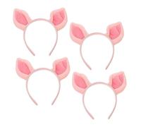 Beaupretty Diadema Orejas de Cerdito de Felpa Rosa Suave 4 Piezas Talla Única Cosplay Niños y Adultos Fiesta Carnaval Accesorios Cabello