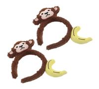 Beaupretty Diadema Orejas de Mono Marrón de Felpa y Plátano, Set de 2 Accesorios para Disfraz y Maquillaje, Diademas Temáticas para Fiestas, Cosplay, Halloween y Cuidado del Cabello