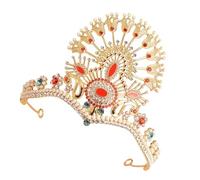 Beaupretty Diadema Tiara de Boda Color Dorado Diseño Hueco de Pavo Real Tocado Nupcial Gemas de Imitación para Mujer Accesorio Elegante para Fiesta y Celebración