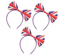 Beaupretty Diademas Banderas del Reino Unido 3 Unidades Tamaño Ajustable Lazo Grande para Niñas y Mujeres en Fiestas Deportivas y Eventos Patrióticos