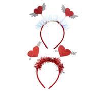 Beaupretty Diademas Pelo de Corazón 2 Piezas para San Valentín Alas y Cupido, Accesorios para Fiesta y Bodas, Tocados Infantiles para Fotos y Decoración Festiva