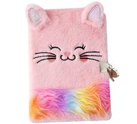 Beaupretty Diario de Peluche de Gato con Cerradura Cuaderno Infantil para Escritura y Dibujo Diario Secreto para Niñas Notas y Colores Brillantes