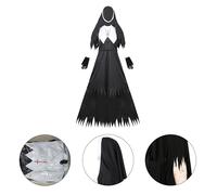 Beaupretty Disfraz Halloween Mujer Adulto de Monja Zombi para Fiesta | Cómodo para Adultas, Efecto Decorativo, Estilo Especial y Aterrador, Algodón Mezclado, Negro