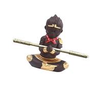 Beaupretty Estatua Rey Mono Wukong de Barro con Bastón Dorado Escultura Mini Zen para Acuario Decoración Multifuncional para Peceras Jardín Zen y Mesa