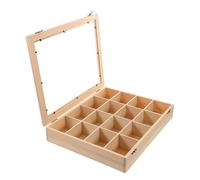 Beaupretty Estuche de Madera para Colección de Rocas con 16 Compartimentos, Tapa Acrílica Transparente, Organizador de Almacenamiento para Minerales y Especímenes, Vitrina Expositora para