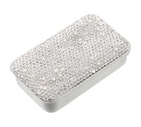 Beaupretty Estuche Metálico para Hilo Dental con Gemas de Imitación, Mini Porta Palillos Deslizante, Compacto y Portátil para Cuidado Bucal y Viajes
