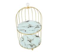 Beaupretty Expositor De Maquillaje En Forma De Jaula Para Pájaros Soporte Para Cosméticos Estante Multifuncional Para Postres De Hierro Blanco