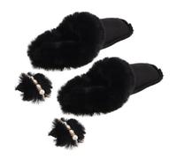 Beaupretty Forro Interior Desmontable Cálido para Zapatos Cubrecalzado de Felpa Gruesa y Resistente al Viento Diseño Antideslizante para Botas y Zapatillas Color Negro con Pompón