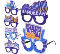 Beaupretty Gafas de Fiesta Hanukkah 6 Piezas Marco Estrella de David Decorativas para Fotos Accesorios Livianos y Portátiles para Eventos Festivos de Navidad y Celebraciones Familiares