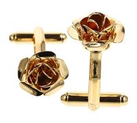Beaupretty Gemelos para Camisa de Negocios Rosas en Forma de Flor Dorada, Accesorios de Joyería para Hombre Elegantes, Adecuado para Bodas y Uso Formal, de Gemelos de Tamaño Estándar