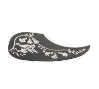 Beaupretty Golpeador Protector Autoadhesivo para Guitarra Acústica Folk de Placa Decorativa de Madera Resistente Arañazos con Diseño de Pájaro Negro y Plata