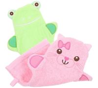 Beaupretty Guantes Exfoliantes Para Baño Grandes De Ñiño, Manoplas De Ducha Reutilizables 2 Piezas, Diseño Animal Divertido Para Niñas, Accesorios De Baño Infantiles Para Limpieza y Exfoliación