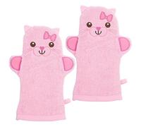 Beaupretty Guantes Exfoliantes para Baño Ñiño 2 Piezas Tamaño Grande de Algodón Diseño Animal Rosa para Cuidado Corporal Infantil y Limpieza Suave en Viajes y Hogar